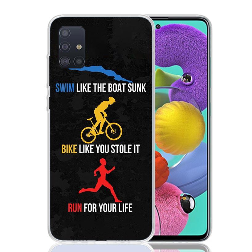 Triathlon Swim Bike Run Phone Case for Samsung Galaxy A52 A51 A50S A12 A22 A32 A72 A10S A30S A31 A71 Note 20 Ultra 10 Plus S10 G