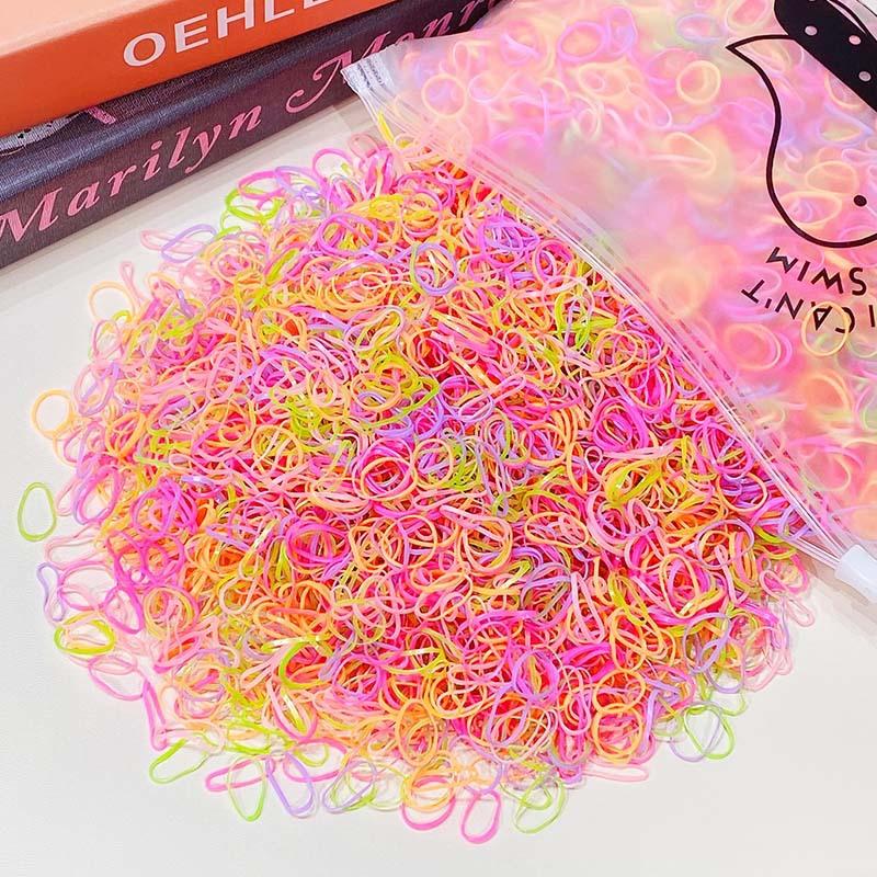 1000pcs Girls Elastic Colourful Disposable Rubber Band Hair Ties Headband Children Ponytail Holder Bands Kids Hair Accessories