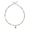 Bohemian Multi-color Stone Beaded Necklace with Stainless Steel Pendant