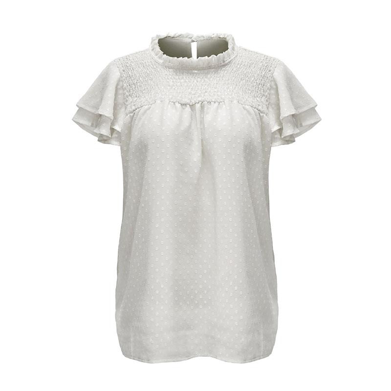Sommer frauen T-shirt Einfarbig Jacquard Chiffon Hemd Lose Rundhals Pullover Kurzarm Top T-shirt
