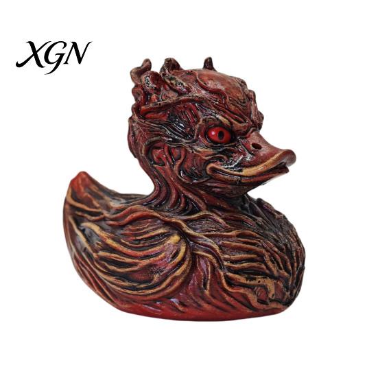 Kleines Harz-Autozubehör Halloween Horror Entenfigur, Teufelstier Statue, Gruseliges Badezimmerornament Gotisches Schreibtischdekor für Regal Schreibtisch