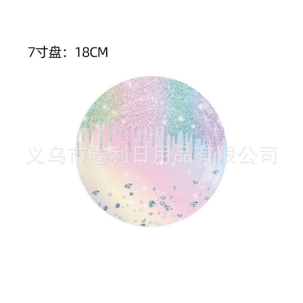 Macaron Partyzubehör Thema Geburtstag Arrangement Besteck Pappteller Seidenpapier Becher Tischdecke Banner Set Rosa