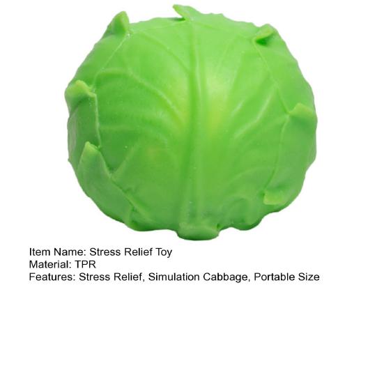 Stress Relief Simulation Cabbage Toy Anti-Anxiety Green Cabbage Squeeze Toy Stretchy Vegetable Fidget Sensory Toy Office Worker Gift