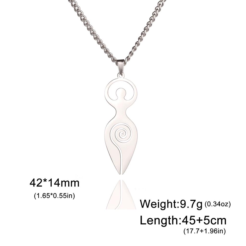 LIKGREAT Collana con Ciondolo Dea Ecate Acciaio Inossidabile Talismano Wicca Pagana Collana Dea Spirale Amuleto Magico Gioielli