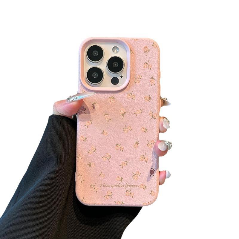 Kleines florales Ledermuster Geeignet für Apple 16promax Handyhülle 12 Silikon Iphone13 Große Öffnung Fallschutz 11 14