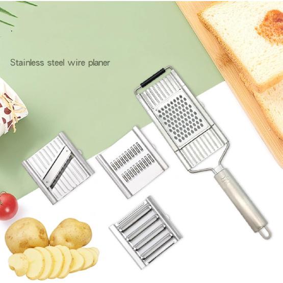Multi-purpose Vegetable Slicer, Portable Stainless Steel Vegetable Cutter, 3-in-1 Manual Food Chopper, Adjustable Kitchen Tool for Onion Vegetable