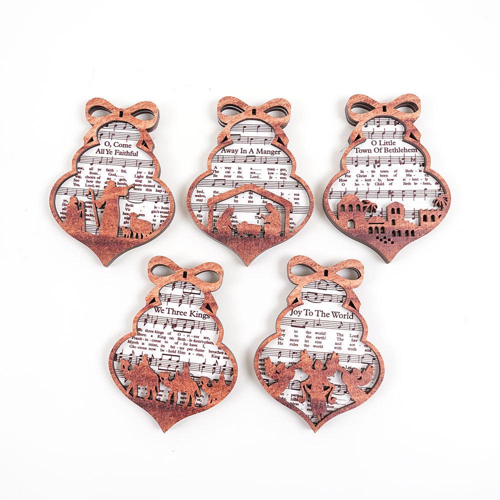 3D Wooden Musical Christmas Tree Hanging Ornament & Magnetic Fridge Sticker