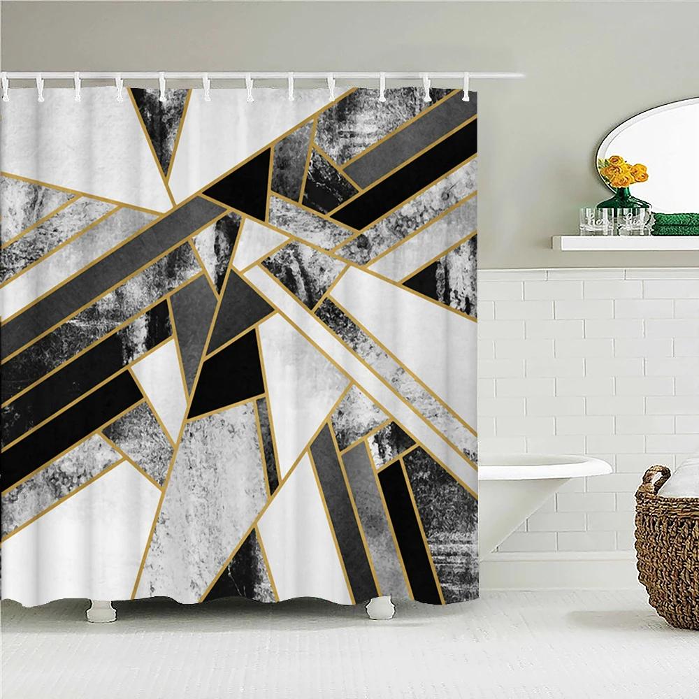 Waterproof Polyester Fabric 3D Bath Curtain Geometric Figure for Bathroom Curtain Shower Curtain Long 180*200cm