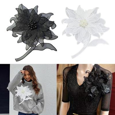 Handmade Corsage Decoration Pearl Flower Patches DIY Embroidery Patch Decorative Clothing Dress Accessories Sewing Supplies