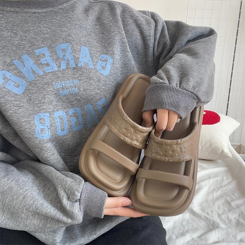 

Fashion Candy Color Dopamine Slippers Platform Wedges Sandals Women Waterproof Thick Sole Beach Slides Woman Soft Eva Slipper Flip-Flops 36-37 коричневый