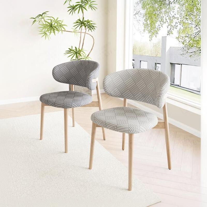 2Pcs Solid Color Jacquard Stretch Split Wood Chair Slipcovers C-Shaped Backrest Chair Cover Home Decor Dustproof Seat Protector