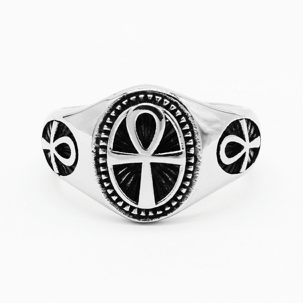 

Ancient Egyptian Anka cross bracelet niche design classic retro men s personality open ring resizable серебряный