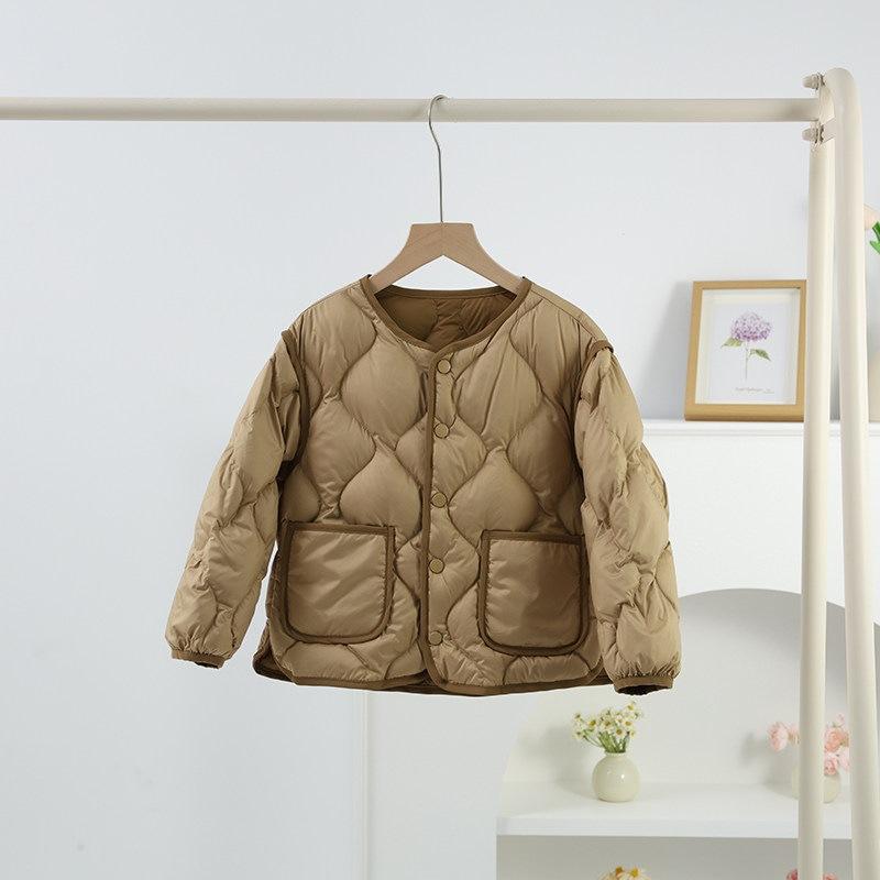 Thicker than thin styles~ Children's light and thin round neck down liner Boys and girls baby down jacket school uniform