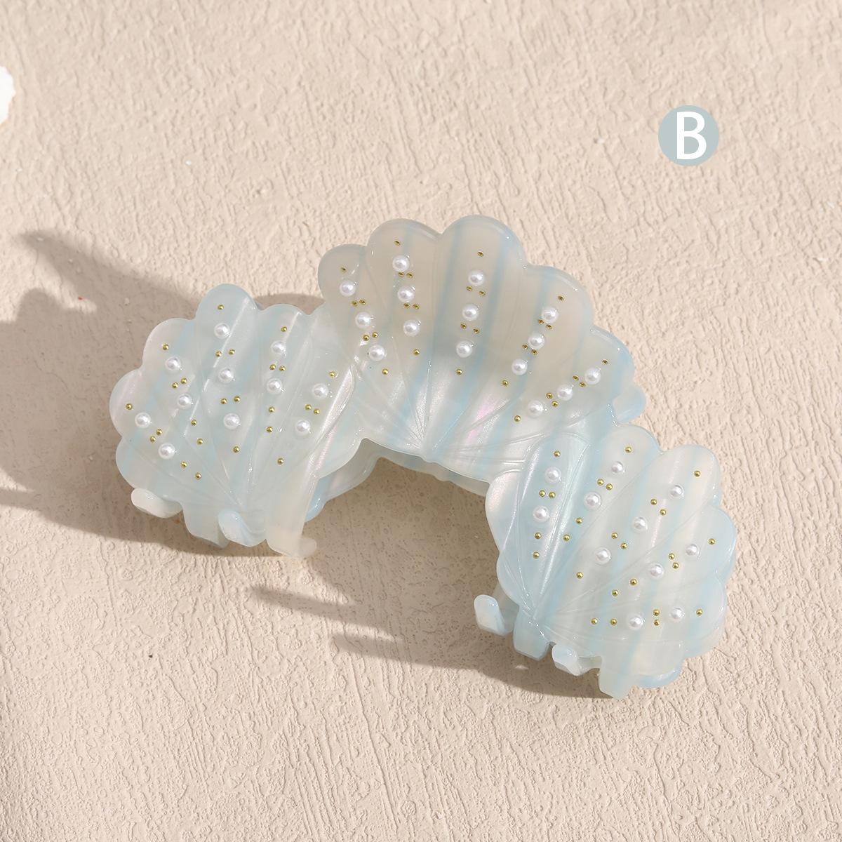 

1 шт. Ацетатная заколка-зажим с жемчужной ракушкой, милая и симпатичная заколка для волос, ракушка, точечная дрель, высококлассный зажим-акула, подходит для приморского пляжного туризма