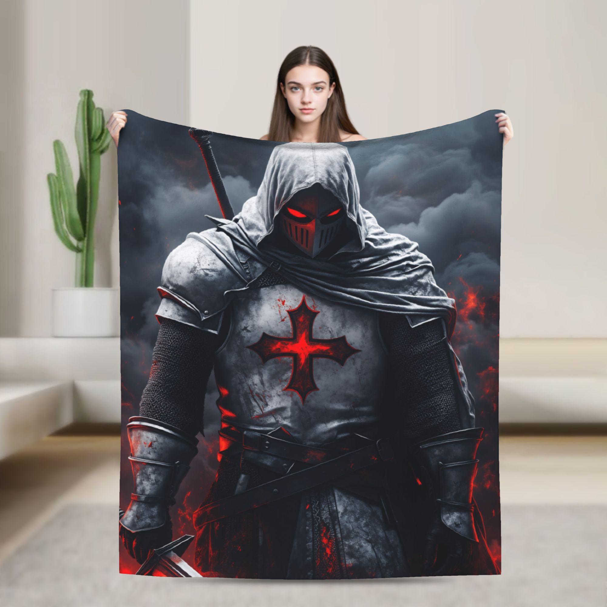 

Templar Blood Knight Honor Holy Crusader Flannel Blanket Winter Super Warm Throw Blanket for Child Couch Bed Bedspread Sofa Bed 75x90cm