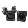 3Pin XLR Male Female Power Connector Straight Socket Panel Mounted Chassis Square Shape MIC Microphone Audio Cable Connecting