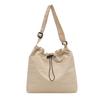 Washed Fabric Pleats Bucket Bag, Made Waterproof Nylon Drawstring Fold Cross Body Bags, Casual Versatile Shoulder Messenger Bag