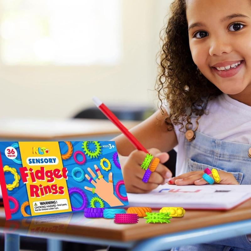 Colorful Textured Rings Shape Gadget Toy for Calming, Stress, Anxiety Christmas Gift Textured Toy Sensory Toy