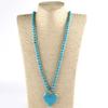 Knot Design Turquoise Beaded Necklace Heart Shape Pendant Heart Pendant Necklace  Ethnic Style