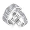 2025 Three-Row Moissanite Unisex Wedding Band: Full Diamond S925 Silver with 18k White Gold Plating