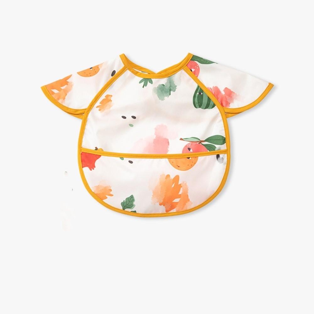 Cartoon Print Baby Bibs Oil Proof Drawing Apron Simple Feeding Bib  for 0-3 Years