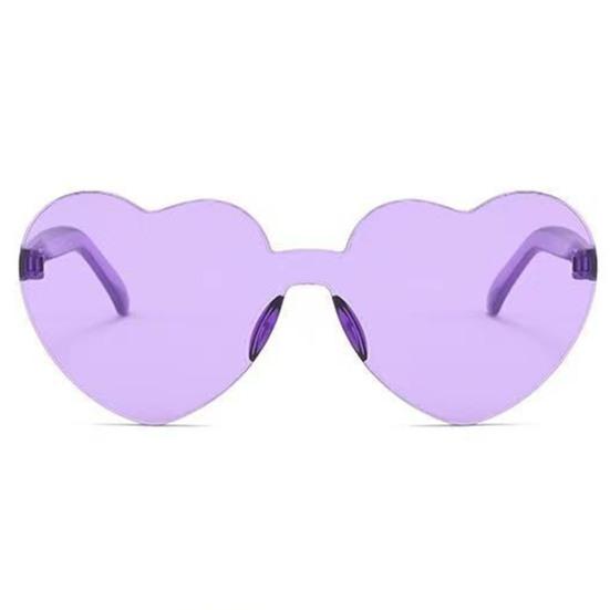 Lady Sunglasses Eye Protection Solid Color Cute Heart Shape Transparent Outdoor Sunglasses for Travel