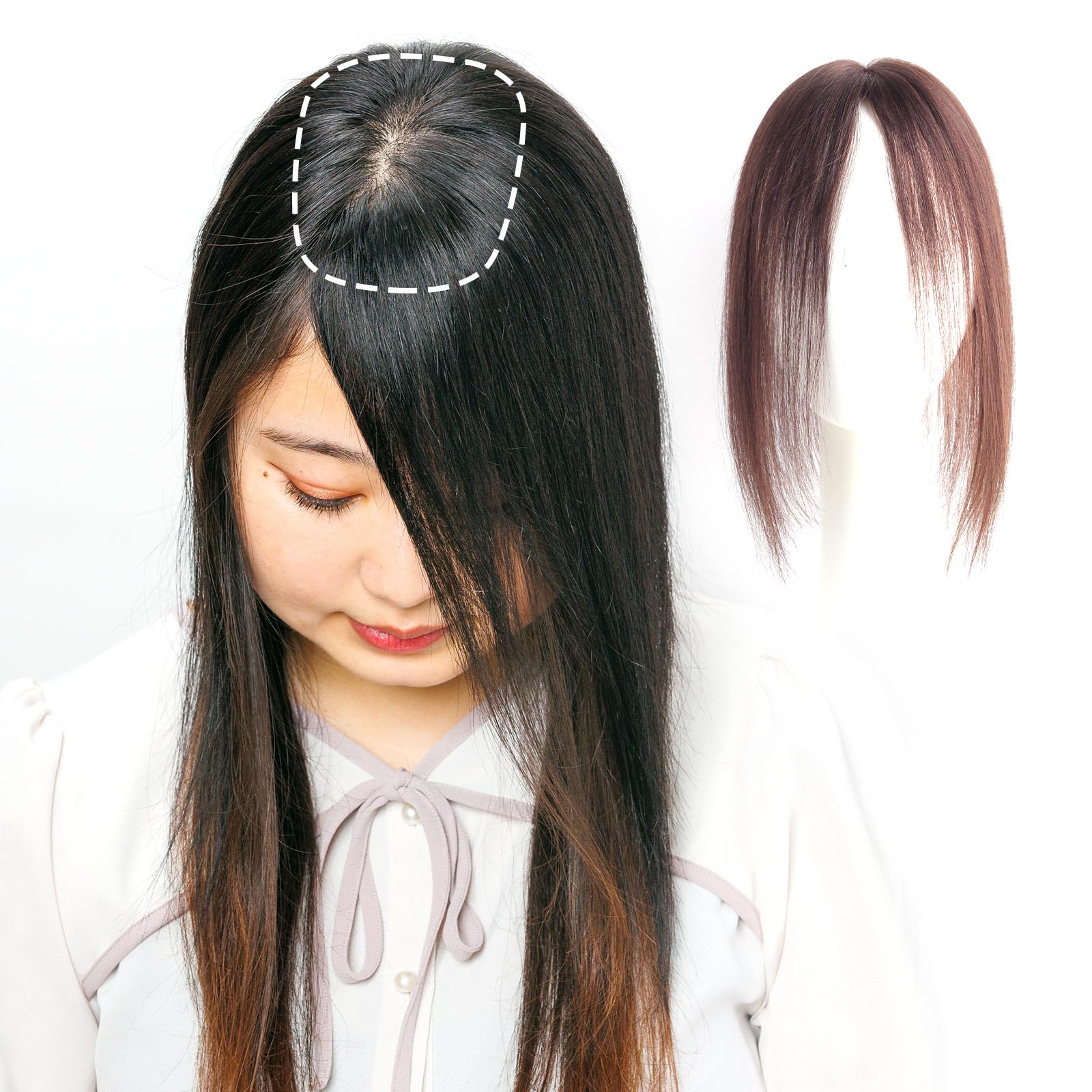 

Nationwide cut Wide coverage Breathable Free parting Human hair Fully Natural area 10 x 12 Partial wig 25 cm 30 cm Point wig False hair Top cover Real