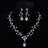 New fashion temperament flower zircon super flash necklace earrings set bridal dress necklace jewelry