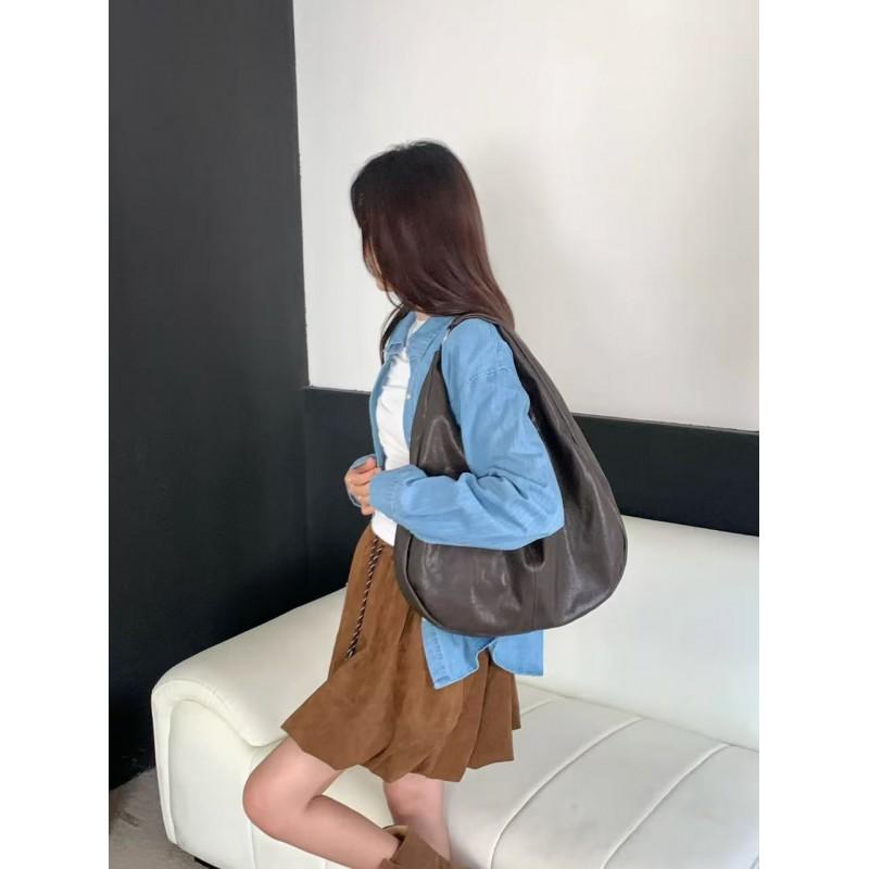 Soft Suede Tote Bag Women Large Capacity Crossbody Shoulder Vintage Korean Style Minimalist Daily Use