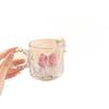 Viral Handle Glass Mug Heat Resistant Transparent Cup with Bowknot Minimalist Design for Home Coffee Tea Beverage Drinking
