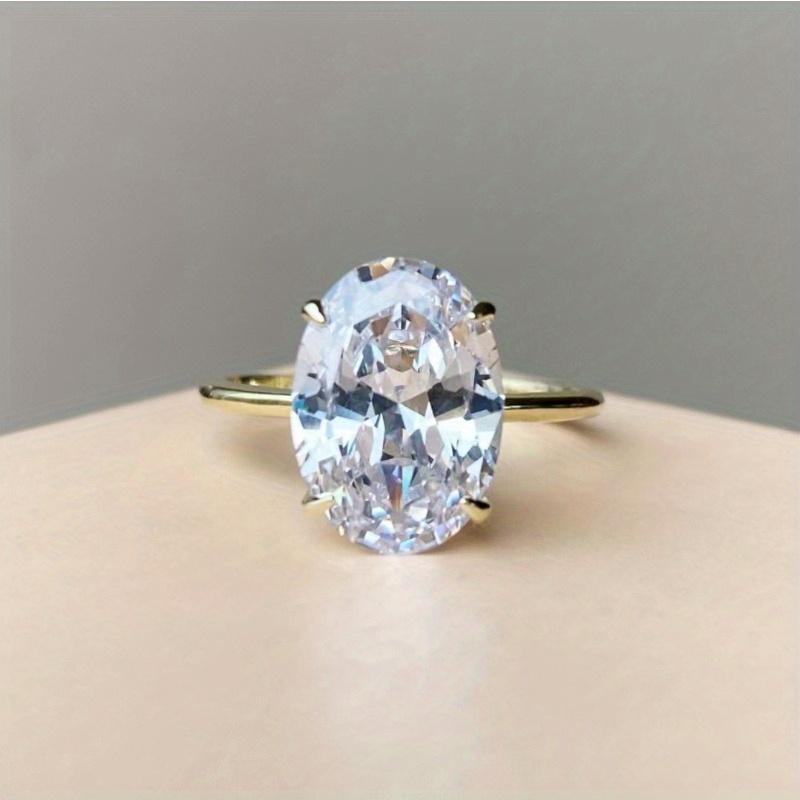 1Pc Fashionable Inlaid Synthetic Zircon Ring, Simple Style