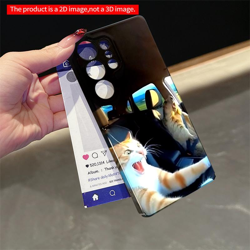 2DFlat Samsung Phone Case Cats Yawning In Car Seat Applicable To Galaxy S22 S23 S24 S25ULTRA S26 A12 A13 A14 A15 A16