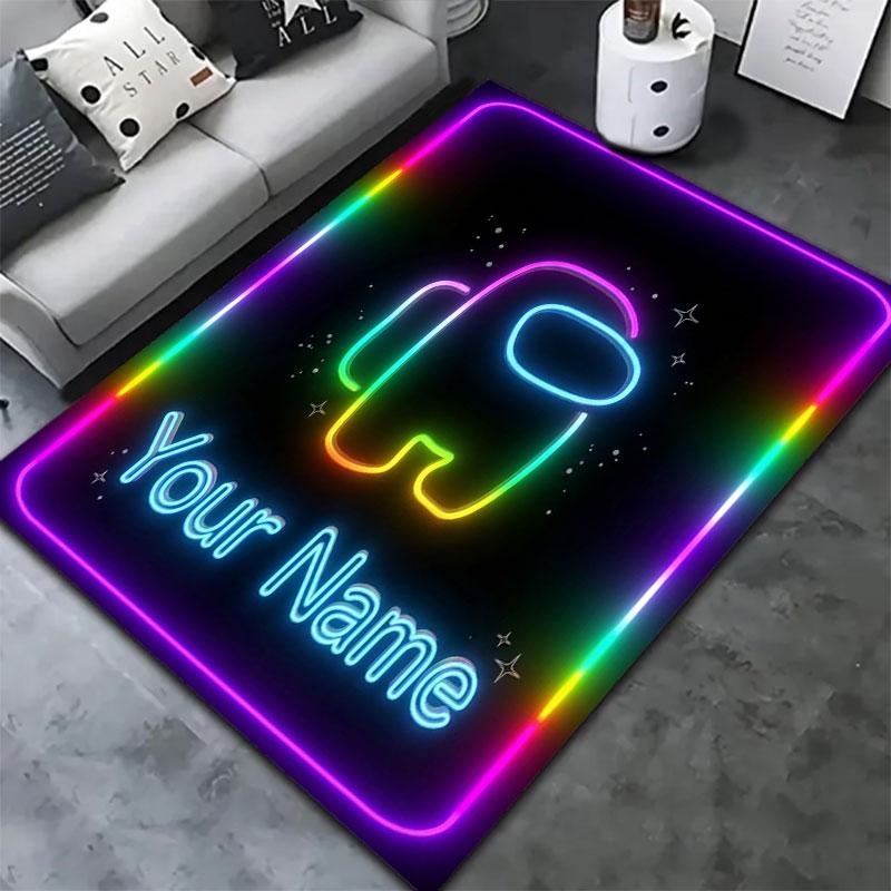 Among Us Custom Name Carpet Rug for Living Room Bedroom Home Sofa Decoration,Kids play Non-slip Floor Mat
