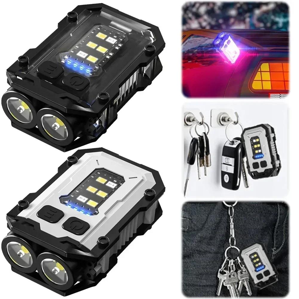 Mini Flashlight Keychain Light 5000 Lumens Handheld Portable Super Bright Torch Type-C USB Charging Emergency Work Camping Light