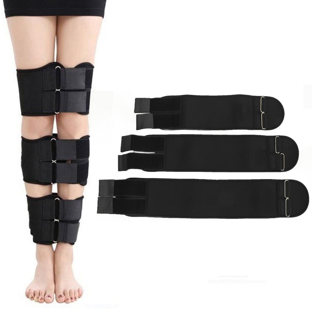 3PCS Legs Posture Corrector Belt Breathable Elastic Knee Belt Corrector Straightening Leg Belt Fixer for O X Leg Type Black
