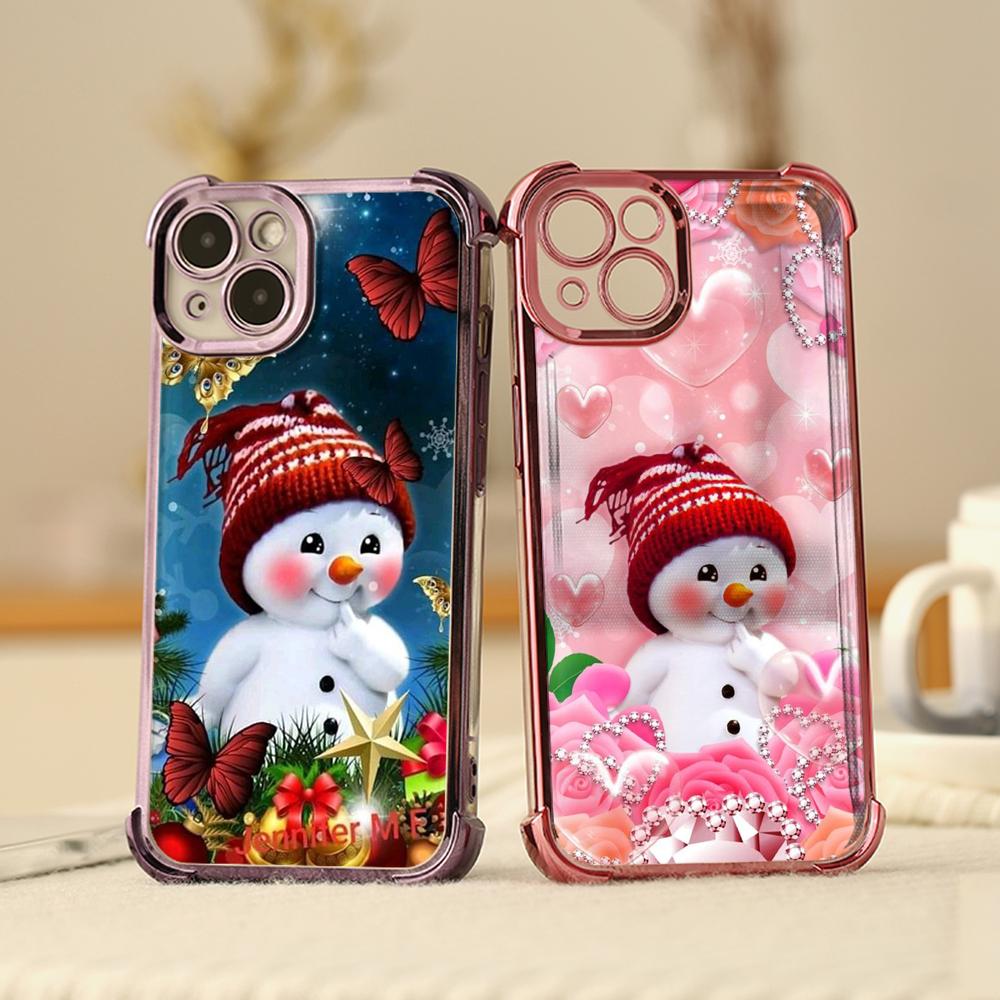 Ae110 Merry Christmas Electroplated TPU Phone Cases for Samsung A20s A54 A12 A14 S22 S23 S24 Ultra A55 A15 S20 S21 FE Four Corner Protection Cover