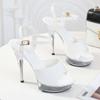 Woman Transparent Super High Heel Summer Female Waterproof Fish Mouth Shoes Fairy Thin Heel Sandals 15cm heel 5cm Platform LFD