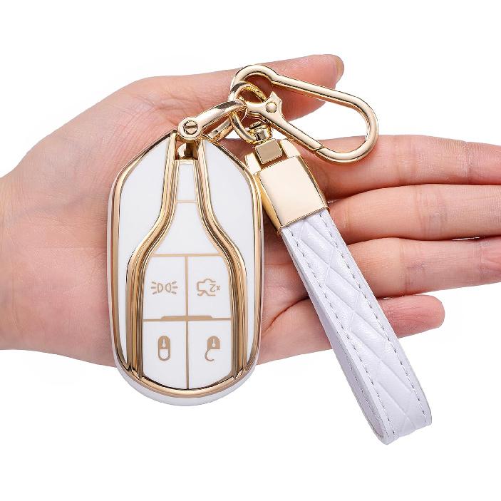 Key Fob Cover for Maserati,Soft TPU Key Case Shell Compatible with 2013-up Maserati Quattroporte,Ghibli,2017-up