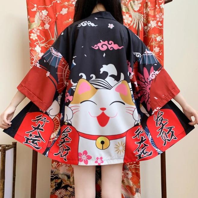 New Digital Printed Japanese Harajuku Kimono Robe Poncho Pajama Cardigan