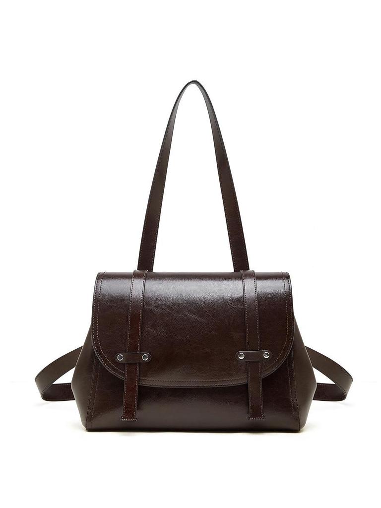 Oil-Wax Cowhide Leather Women's Backpack – Lightweight, Large Capacity for Work & Travel