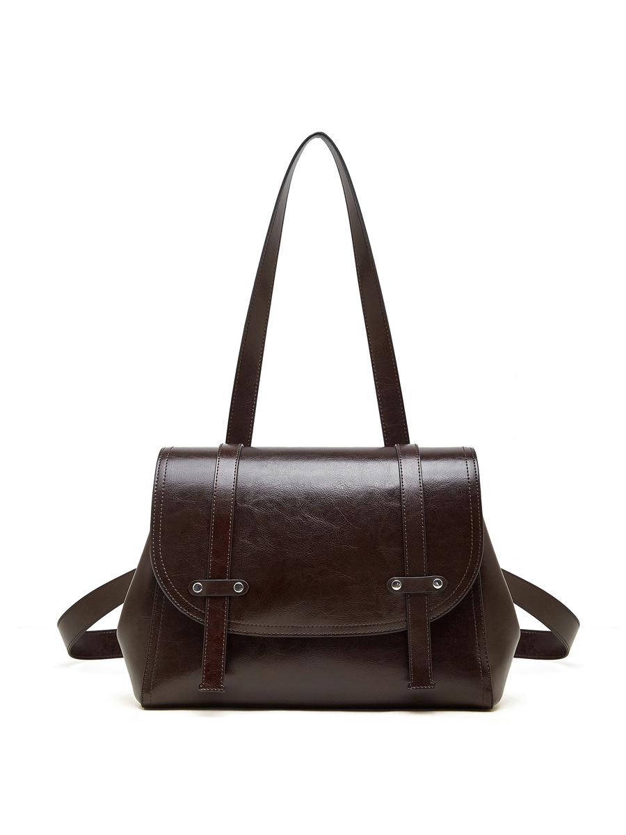 

Oil-Wax Cowhide Leather Women s Backpack – Lightweight, Large Capacity for Work & Travel 32x11x27 cm кавовий