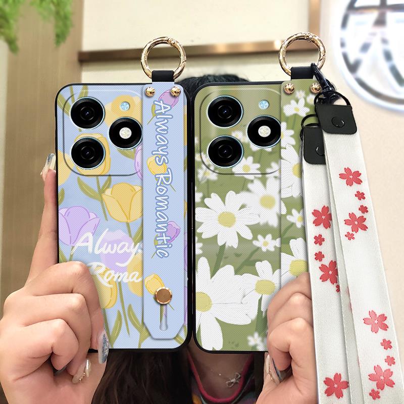 Fashion Design Durable Phone Case For Tecno Spark20/KJ5 Flower Anti-knock Phone Holder Anti-dust Dirt-resistant Ring