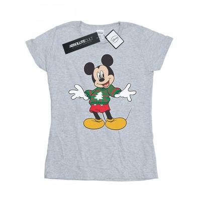 Womens/Ladies Mickey Mouse Christmas Jumper Stroke Cotton T-Shirt