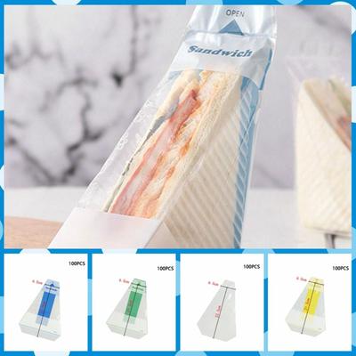 100pcs Plastic Disposable Sandwich Packaging Bag Transparent Easy To Tear Bread Bags Triangle Thicken Sandwich Wrappers