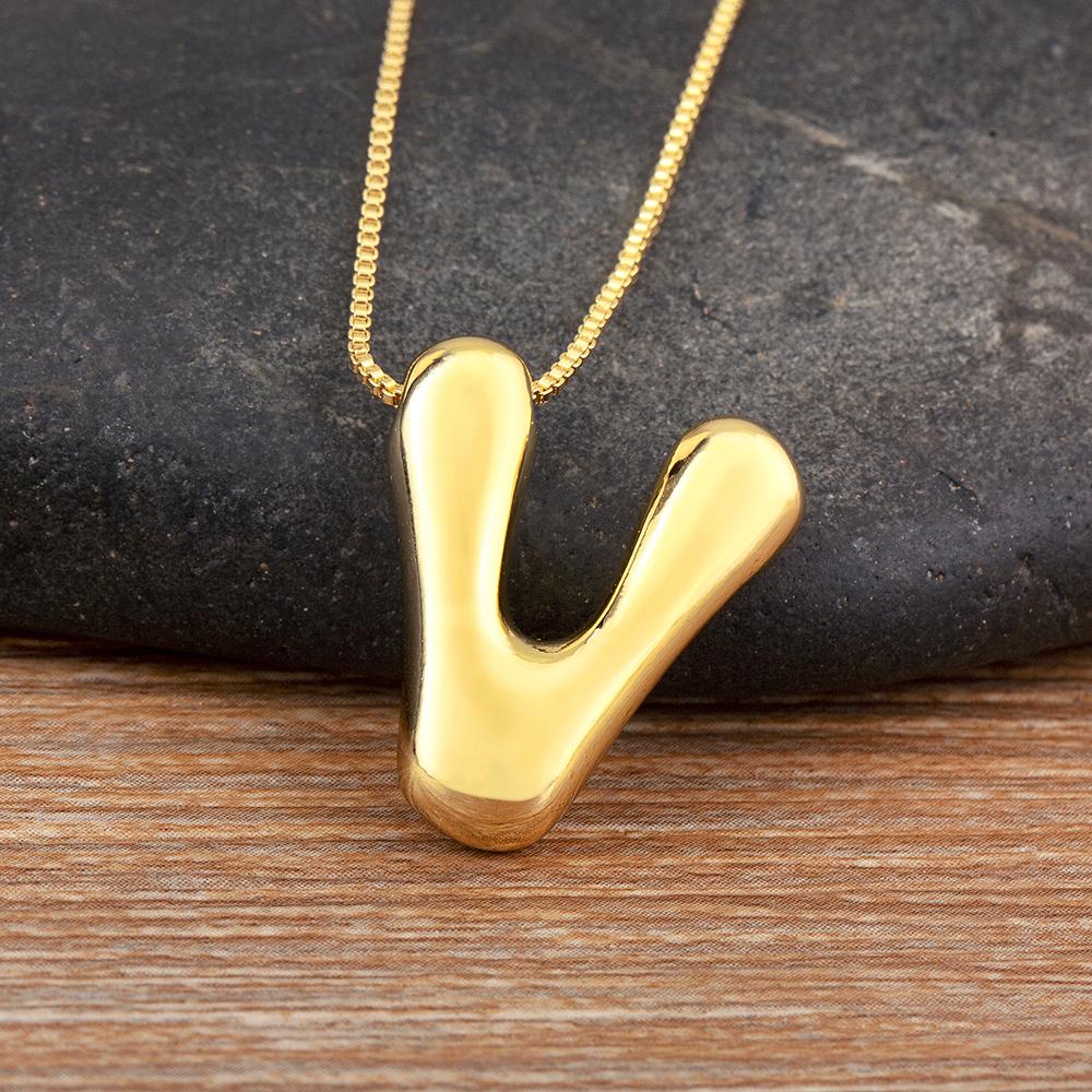 Nidin High Quality Creative Trend A-Z Letters Charm Pendant Necklace For Female Male Name Initials Alphabet Jewelry Accessories