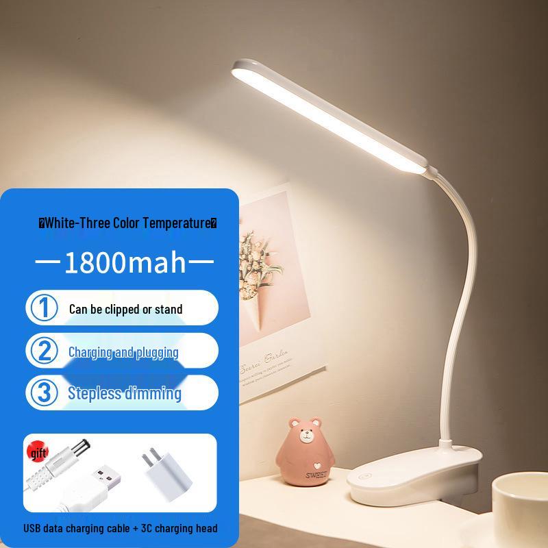 Wiederaufladbare Augenschutz-Klemm-Schreibtischlampe für Studenten und Studentenwohnheime