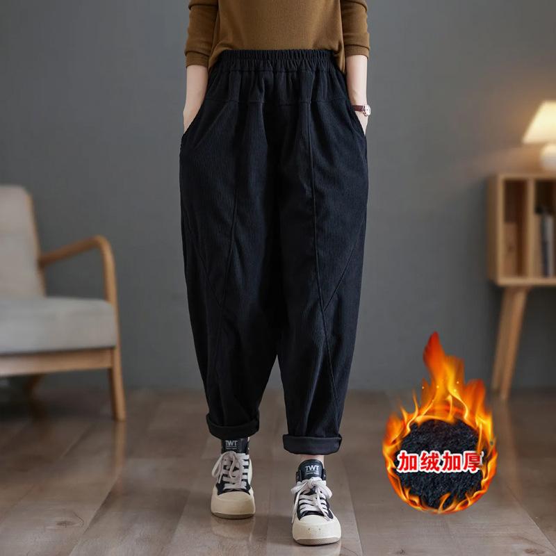 

Весенние и осенне-зимние брюки Haren Pants Свободные и плюшевые толстые брюки для женщин больших размеров 4XL