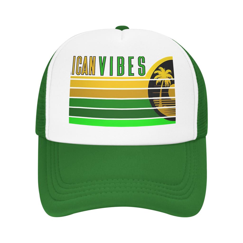 Jamaica Jamaican  Merch Mesh Foam Trucker Hat Summer Cooling  Meshback Sun Caps Casual Adjustbale
