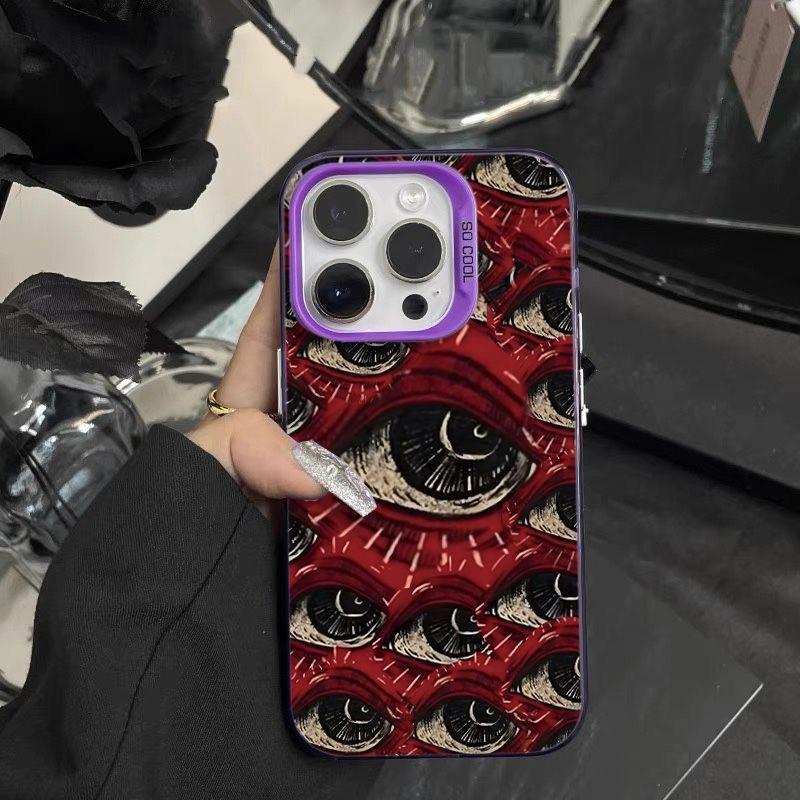 Ürkütücü Korkunç Kırmızı Göz Desenli Yumuşak Telefon Kılıfı iPhone 16 15 14 12 11 13 Pro Max 14Plus 12 13 Mini 7 8 Plus X XS Max XR Arka Kapak