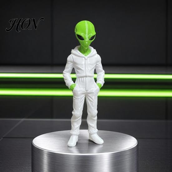 Statua Figurinea Aliena Stampata in 3D con Felpa, Figurinea Verde, Scultura Decorativa da Collezione Stile Street Sci-Fi, Decorazione da Scrivania Sci-Fi